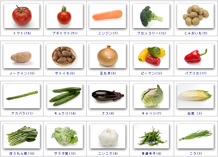 素材ページ　野菜カテゴリ
